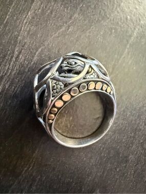 John Hardy Hidden Dragon in Dome Ring Naga 18K Gold/925 Sterling Size 6.75